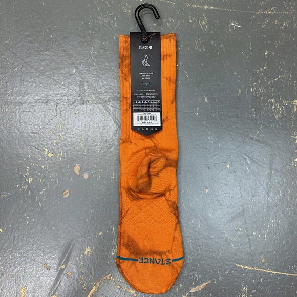 Stance Infiknit Dyed Crew Socks Casual Medium Claze Acid Wash Orange Black - Picture 3 of 6